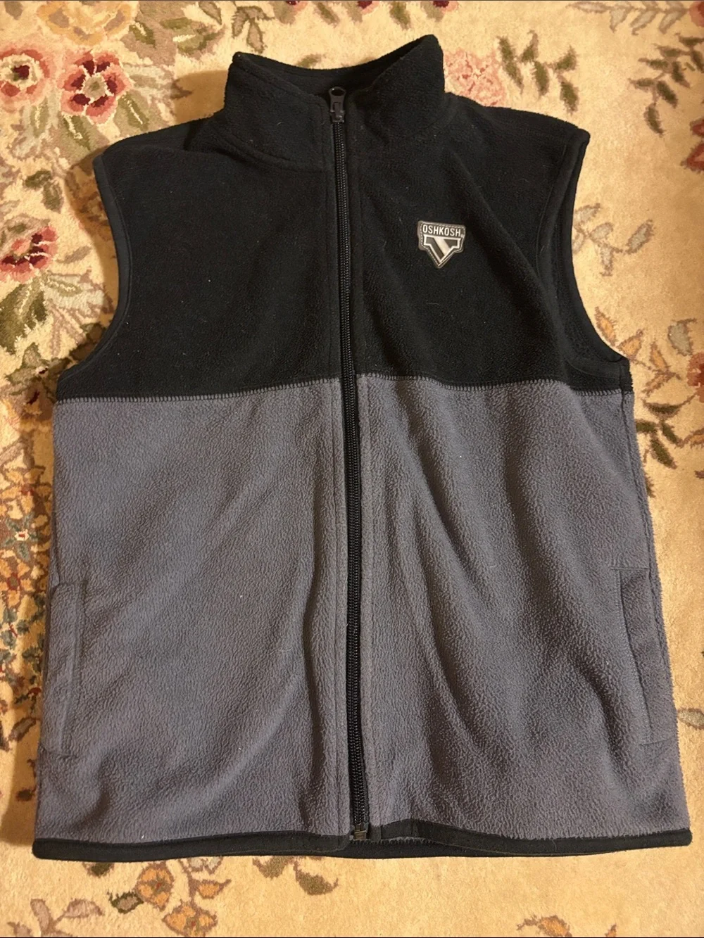 OshKosh B'gosh Black and Gray Two-Tone Fleece Vest